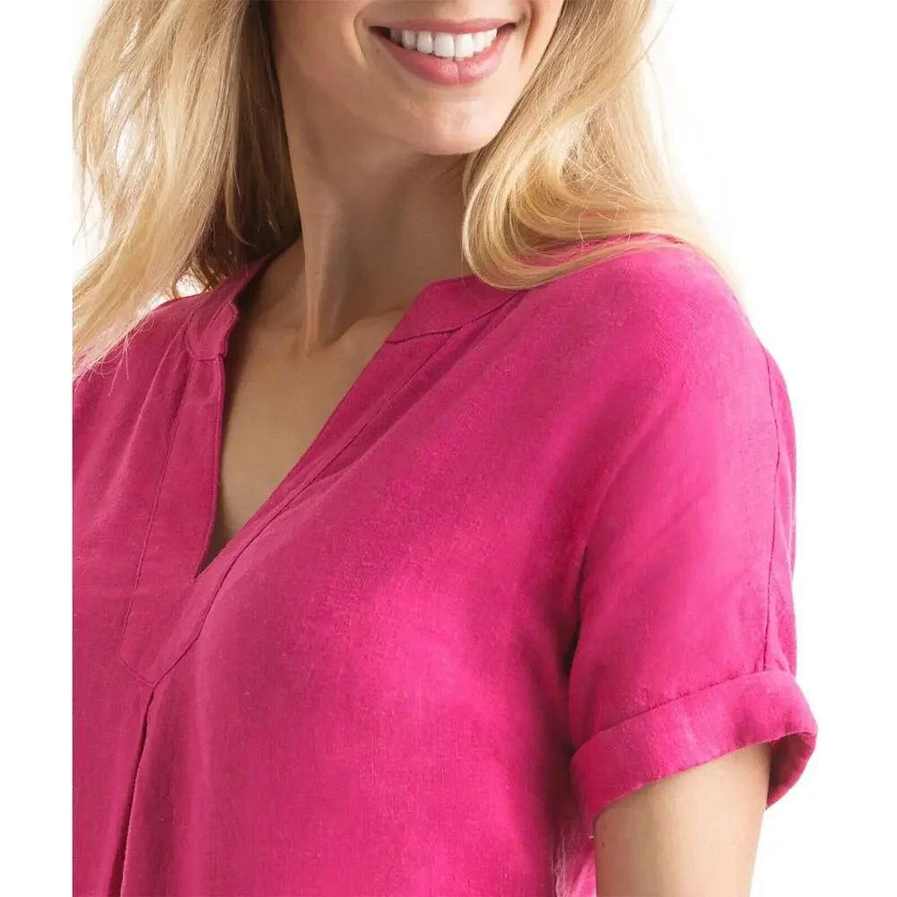 Vineyard Vines Linen Rayon Dolman Shift Dress Short Sleeve Barbie Pink Size 0 - Picture 4 of 13